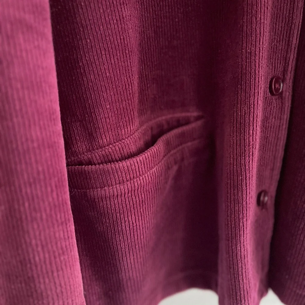 Lands' End Burgundy Cotton-Blend Corduroy Chore Jacket Sz 1X - Picture 2 of 7